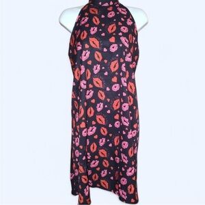 SHEIN Black Midi Dress with Red and Pink Lips